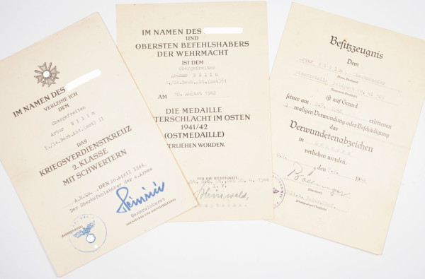 Urkundengruppe Obergefreiter Willm le. Beob. Abt. (mot)