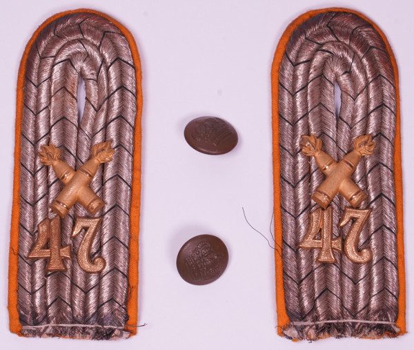 Preußen Paar Schulterklappen Fuß-Artillerie-Regiment 47 Leutnant