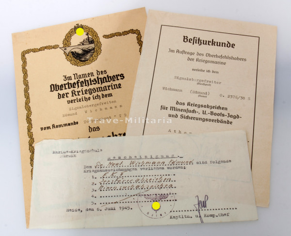 Urkunden Wichmann Torpedoboot ,,T9"