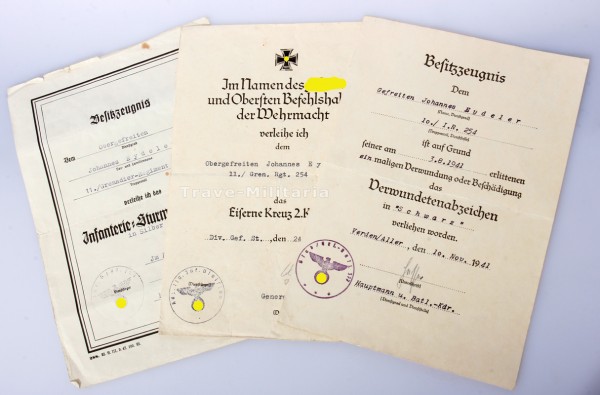 Urkundengruppe Eydeler Grenadier-Regiment 254 ISA Vordruck