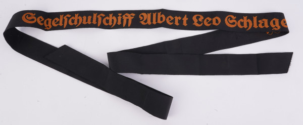 Kriegsmarine Mützenband ,,Segelschulschiff Albert Leo Schlageter"