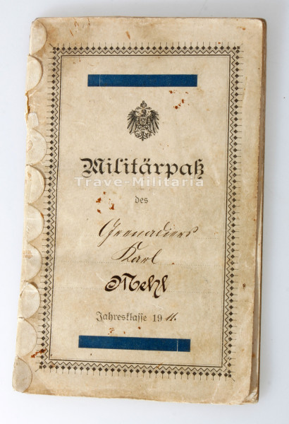 Militärpass Mehl Erstes Garde-Regiment zu Fuß