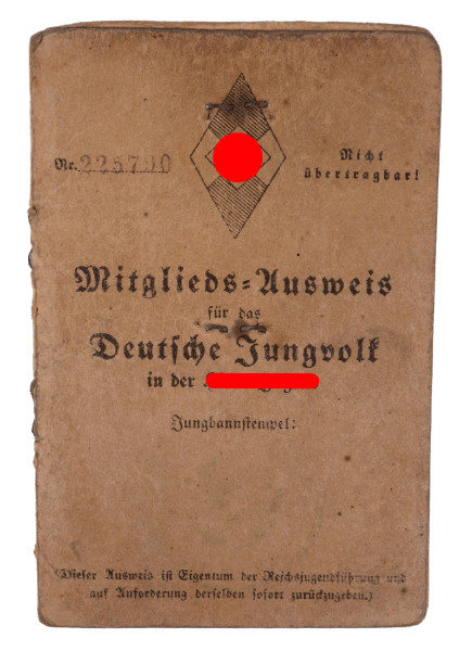Mitglieds-Ausweis für das Deutsche Jungvolk Buschkühl