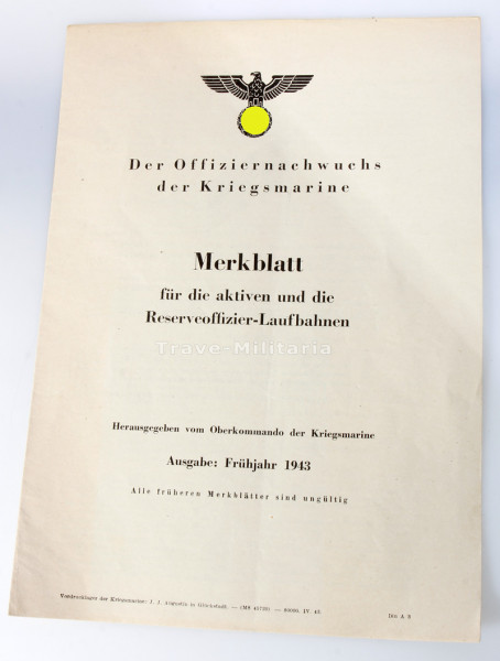 Der Offiziersnachwuchs der Kriegsmarine Merkblatt
