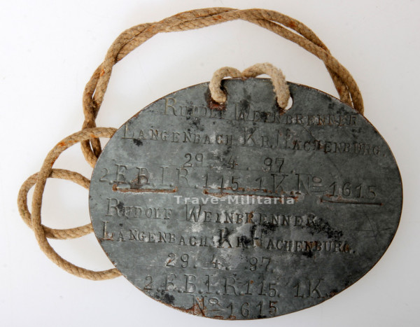 Erkennungsmarke Weinbrenner Langenbach 2.E.B.I.R.115