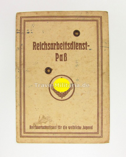 Reichsarbeitsdienst-Paß für weibliche Jugend