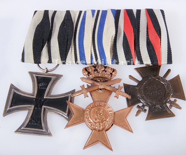 3er Ordensspange Eisernes Kreuz 2. Klasse 1914 - Bayr. Militär-Verdienst-Kreuz 3. Kl. mit Krone und