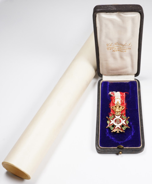 Monaco Ritterkreuz des Orden des heiligen Karl mit Urkunde
