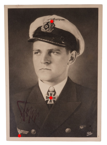 Postkarte von Kapitänleutnant Topp mit eigenh. Unterschrift