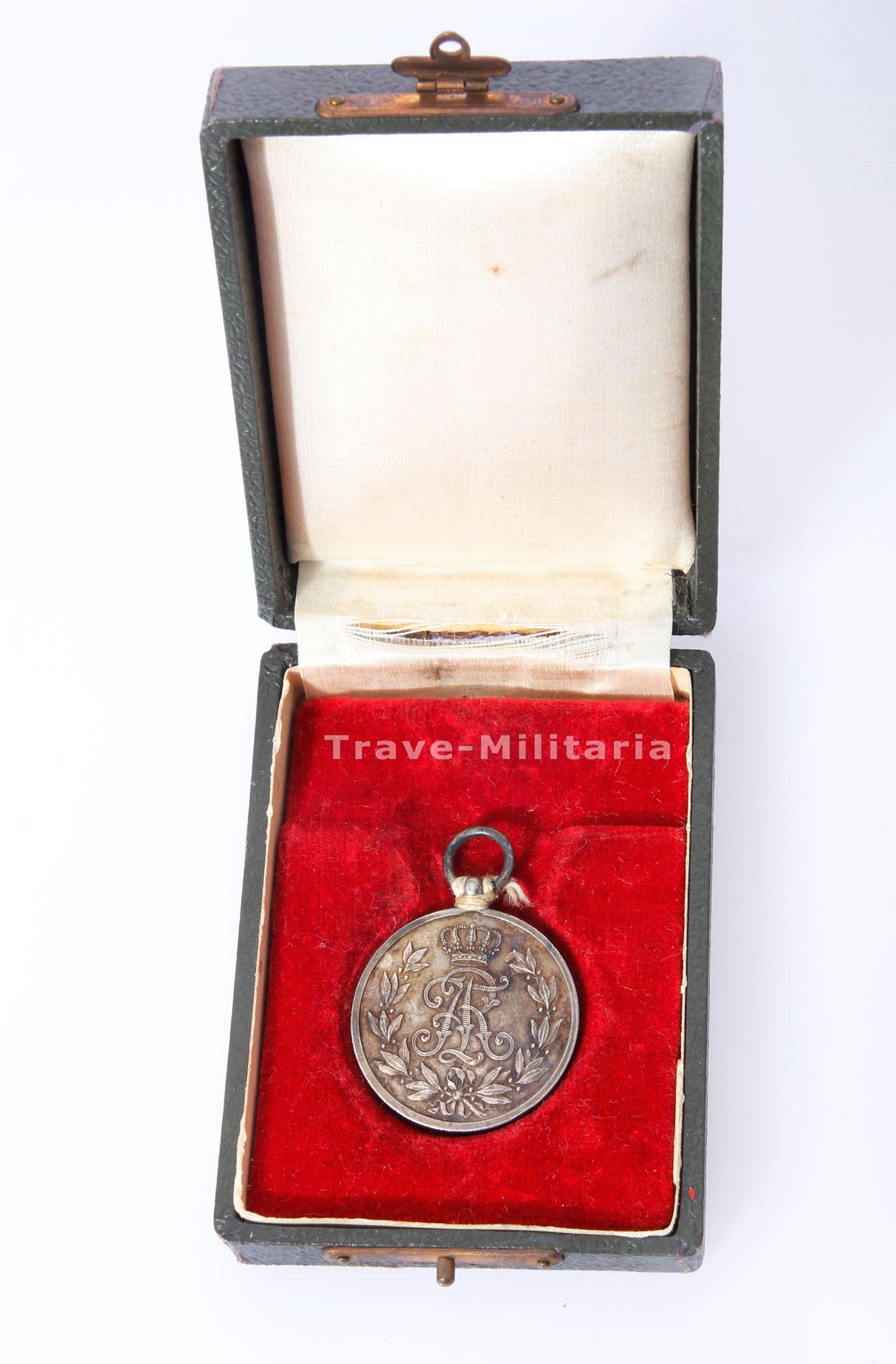 Friedrich August Medaille in Silber im Etui Archiv Trave Militaria