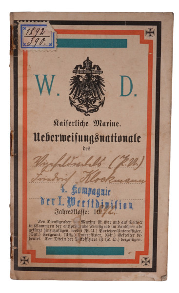 Kaiserliche Marine Überweisungsnationale Klockmann I. Werftdivision