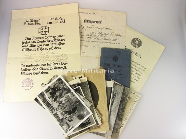 Militärpaß, Urkunde EK 2, Papiere und Fotos