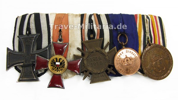 5er Ordenspange mit Lübecker Hanseatenkreuz und China-Denkmünze für Kämpfer