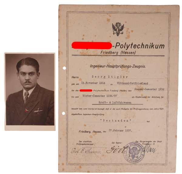 Ingenieur-Hauptprüfungs-Zeugnis Stigler