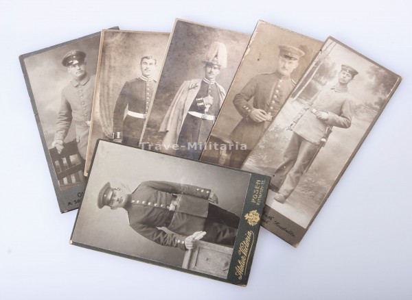 6 Portraitfotos von Soldaten des Kaiserreiches