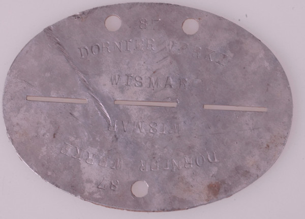 Erkennungsmarke Dornier Werke Wismar 87