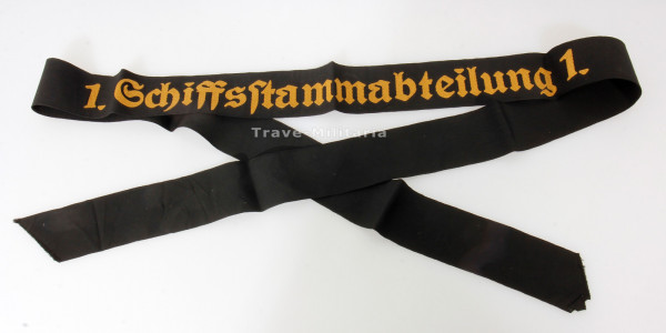 Kriegsmarine Mützenband ,,1.Schiffsstammabteilung 1."
