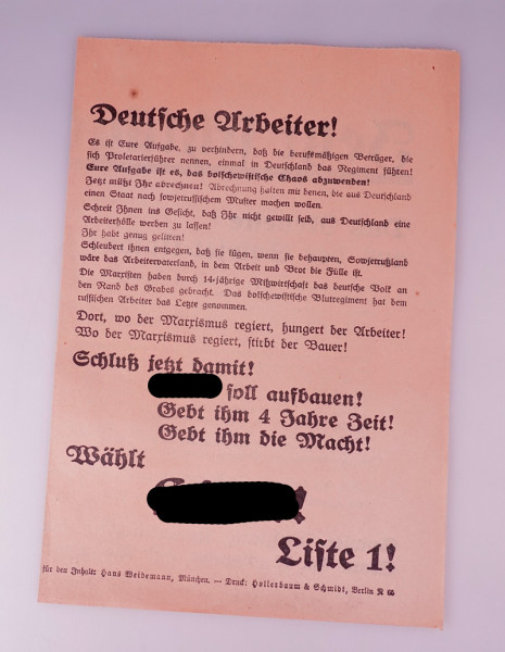 Wahlwerbung Liste 13 NSDAP