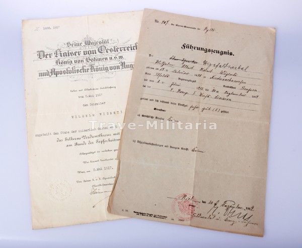 Österreich-Ungarn - Urkunde Silbernes Verdienstkreuz mit der Krone