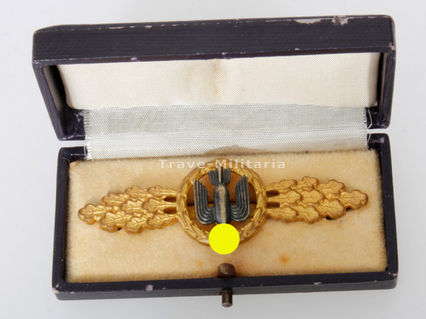 Frontflugspange für Kampfflieger in Gold im Etui