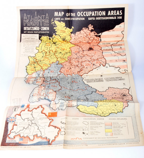 Atlanta Karte der Besatzungs- Zone 1945
