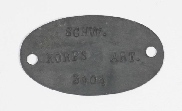 Erkennungsmarke "Schw. Korps Art. 3404"