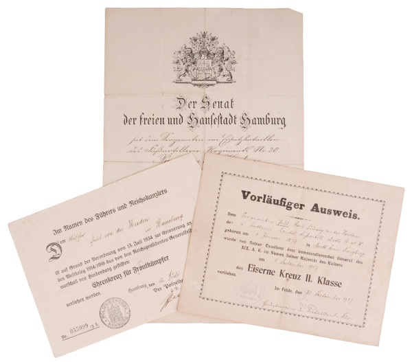 Urkundengruppe Paul von der heiden Landst. Fußartillerie Batl. IX.