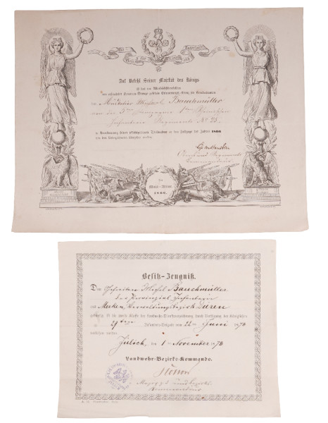 Urkundenpaar Michael Bauchmüller Infanterie-Regiment No 25