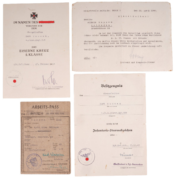 Urkundengruppe Wassen Gren. rgt. 308 198. Inf.-Div.