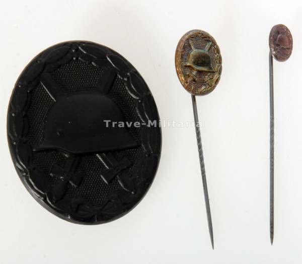 1957er Verwundetenabzeichen in Schwarz mit 2 Miniaturen