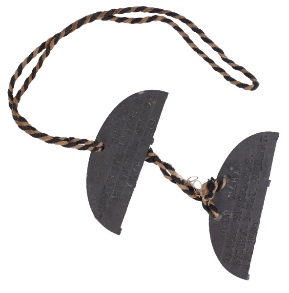 Erkennungsmarke Otto Marx Feld. Art. Abt. 1001