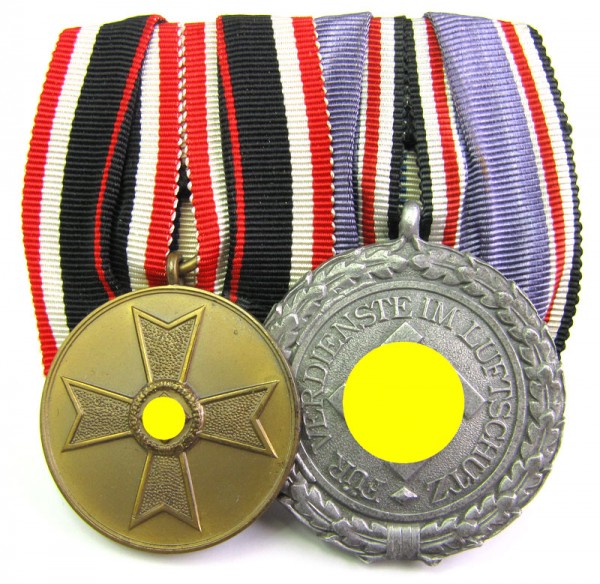 2er Spange mit Kriegsverdienstmedaille und Luftschutzehrenzeichen