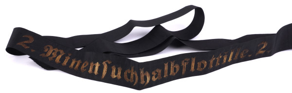 Kriegsmarine Mützenband "2.Minensuchhalbflotille.2."