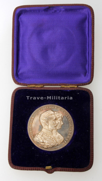 Preußen Ehejubiläums-Medaille zur goldene Hochzeit 1888 im Etui