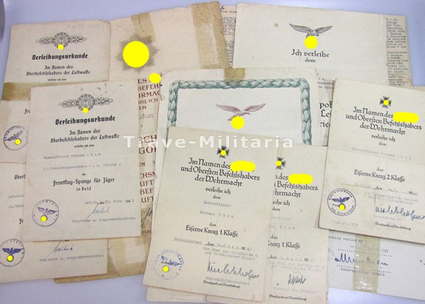 Urkundennachlass Hermann Thon Deutsches Kreuz in Gold und Luftwaffenehrenpokal