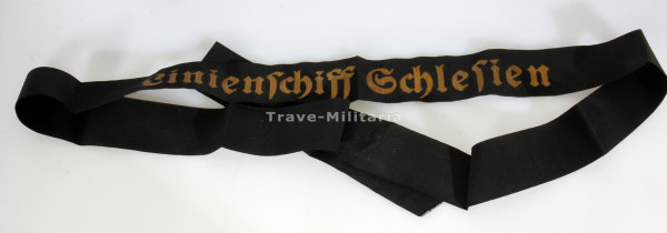 Kriegsmarine Mützenband "Linienschiff Schlesien"