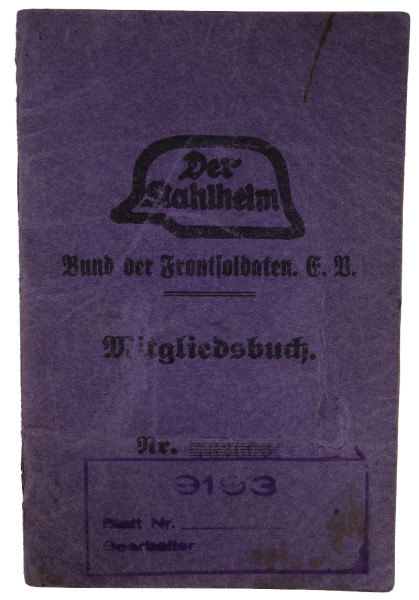 Der Stahlhelm Mitgliedsbuch Löwe Grenzschutz Ost