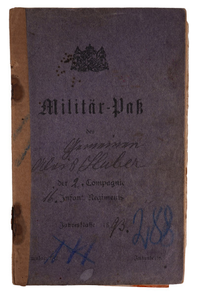 Militärpass Huber 16. Infanterie-Regiment
