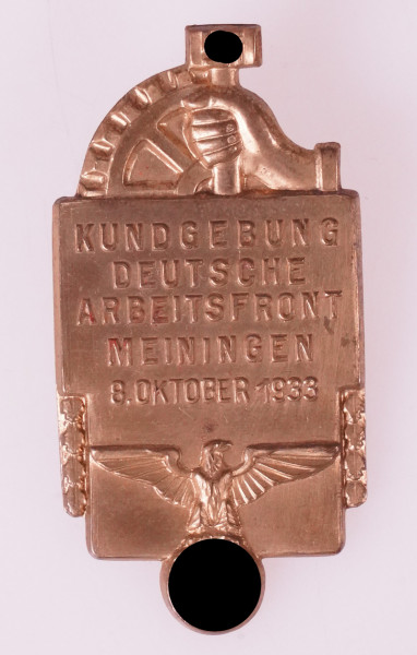 Kundgebung Deutsche Arbeitsfront Meiningen 8. Oktober 1933 Teilnehmerabzeichen