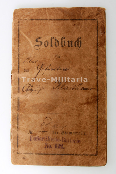 Soldbuch Klatthaar Garde- Fussartillerie- Regiment
