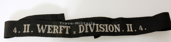 Kaiserliche Marine Mützenband ,,4.II.Werft-Division.II.4.