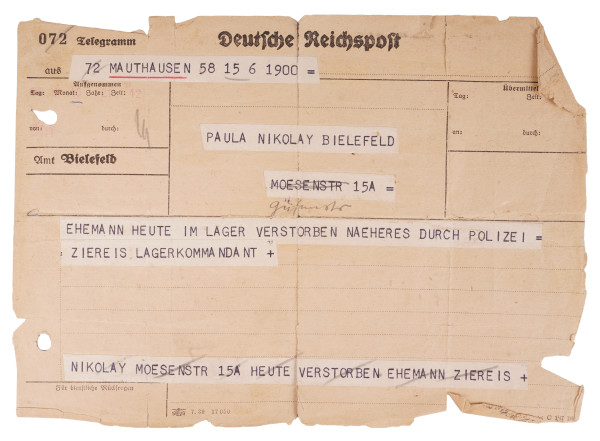 Telegramm Deutsche Reichspost KL. Mauthausen