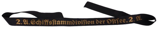Kriegsmarine Mützenband "2.A.Schiffsstammdivision der Ostsee. 2.A"
