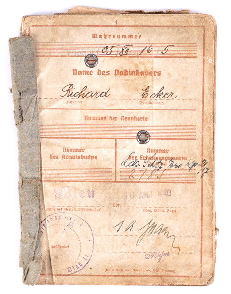 Wehrpaß Ecker Transport-Sicherungs-Rgt. Wien
