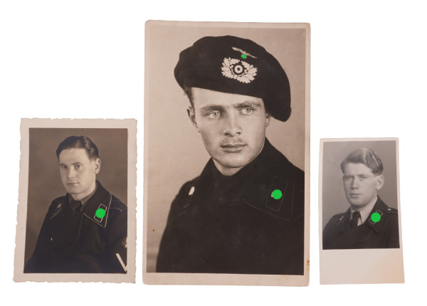 3 Portraitfotos Panzersoldaten