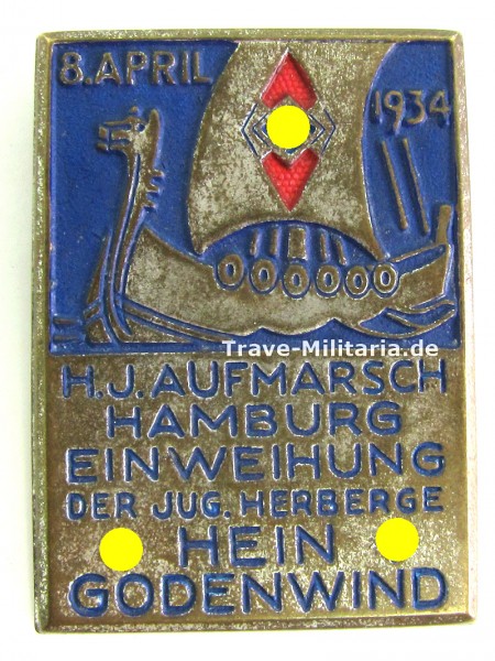 Abzeichen HJ Aufmarsch Hamburg Einweihung Jugendherberge Hein Godenwind