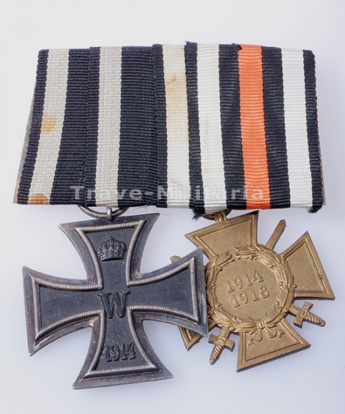 2er Ordensspange: Eisernes Kreuz 2. Klasse 1914 / Ehrenkreuz für Frontkämpfer