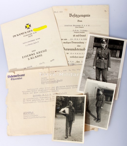 Urkundengruppe Hermann Korn. Gren. Rgt. 9