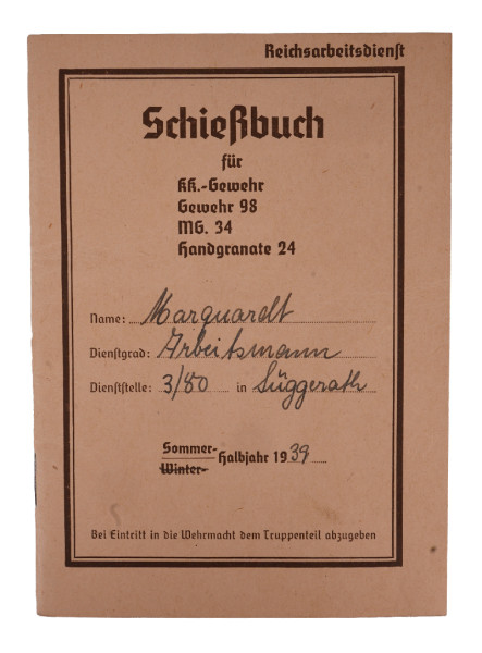 RAD-Schießbuch Marquardt 3/80 Süggerath