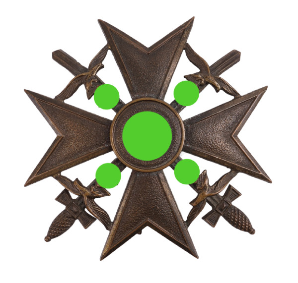 Spanienkreuz in Bronze mit Schwertern